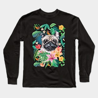 Tropical Pug 9 Long Sleeve T-Shirt